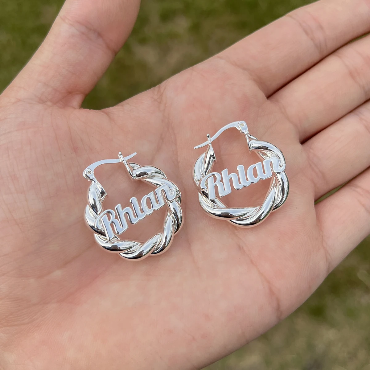 Mini 18mm Custom Name Earrings Personalized Letter Twist Hoops For Kids  Stainless Steel Small Earrings Girl Gifts Anti-allergy