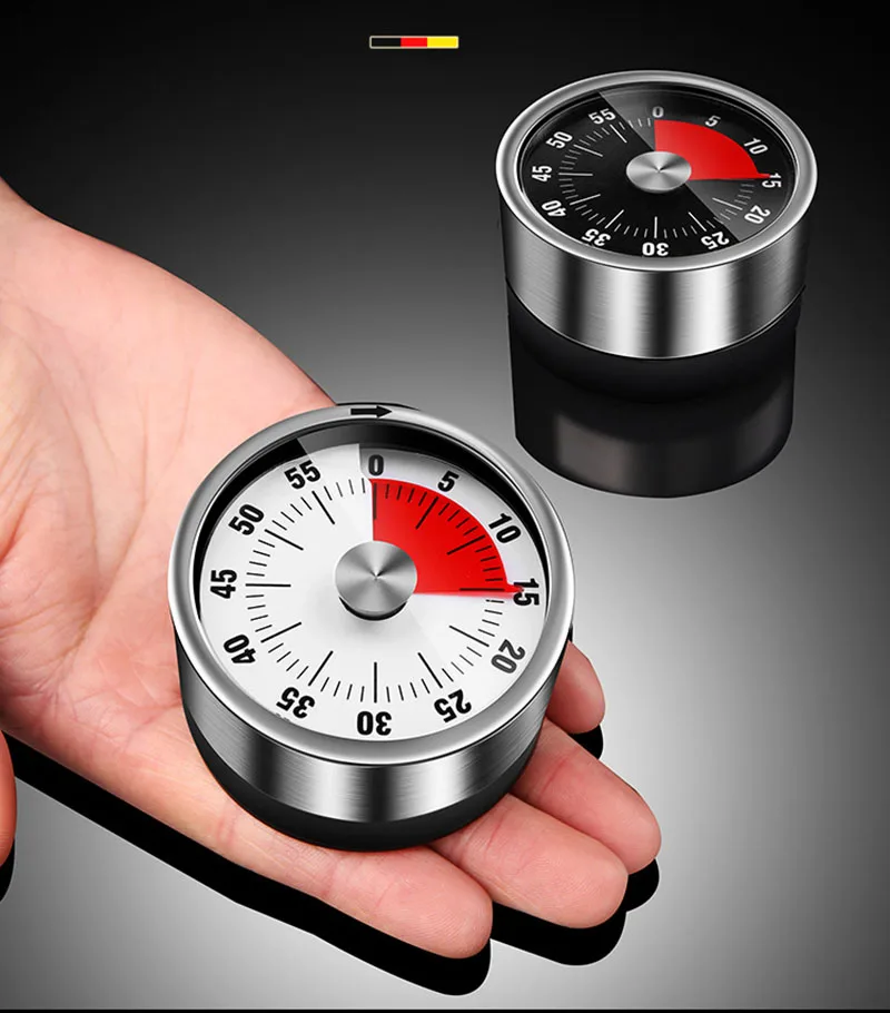 Description Picture 4 of itemExquisite Mechanical Kitchen Timer Stainless Steel Countdown Timers Visual Timer with Magnet for Teaching Kids Adult Cooking