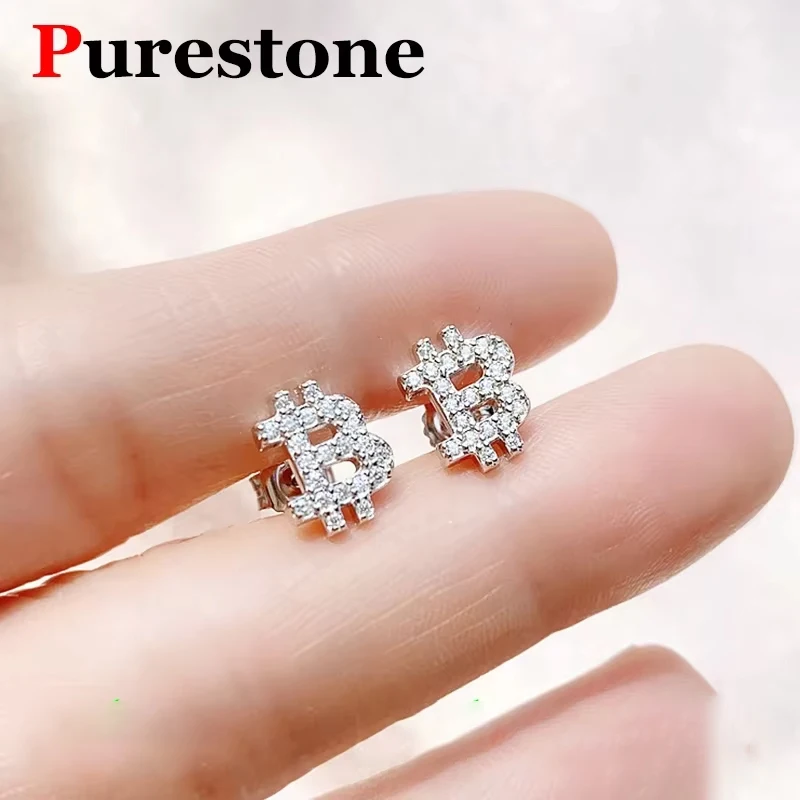 Bitcoin Moissanite Diamond Earring for Women Fashion Accessories Original 925 Sterling Silver Women's Moissanite Stud Earring 1
