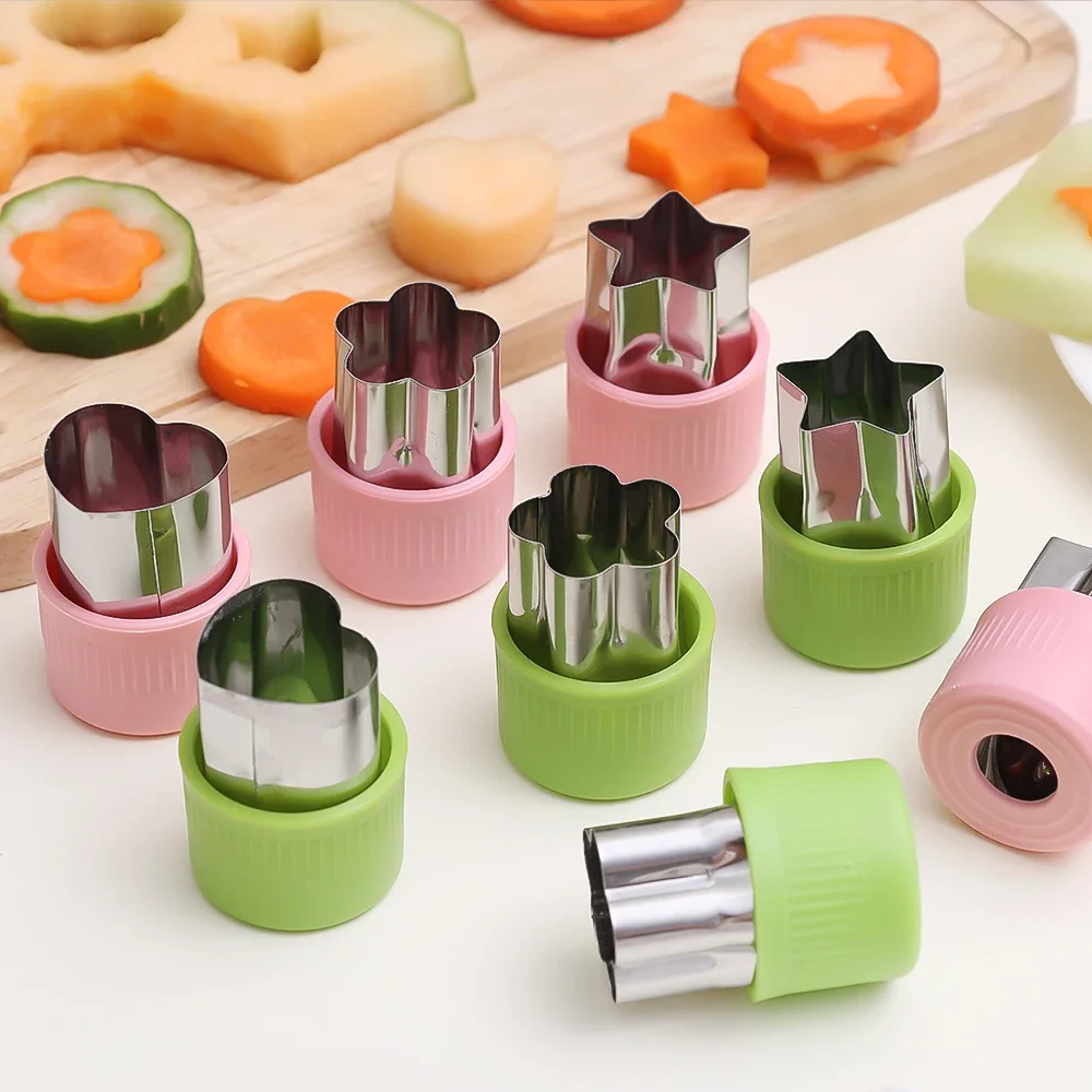 Vegetable slicer fruit slicer 6/3PCS Vegetables fruit embossing cutting mold Star heart flower shape stainless steel cutter plastic handle kitchen gadgets