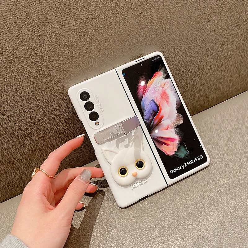 

Металлический складной чехол с милым котом, чехол для телефона Samsung Galaxy Z, складная подставка 3, 4, с рисунком пианино