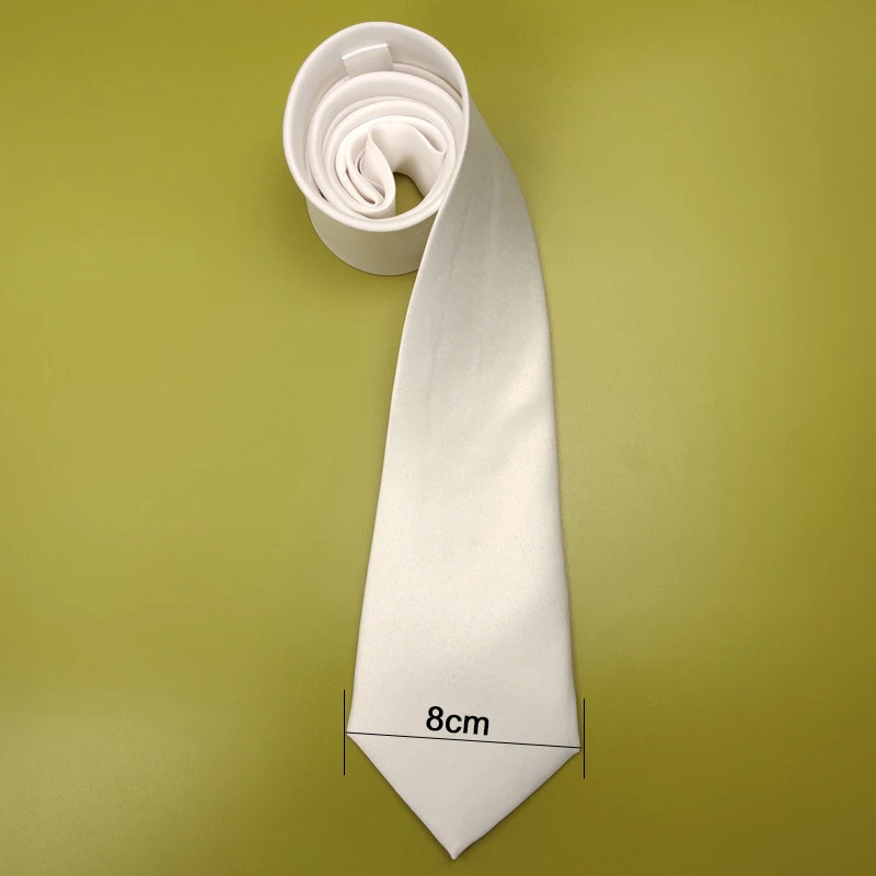 4PCS/Lot Men Blank Sublimation Tie Solid Color White DIY Heat Transfer Polyester Silky Necktie for Formal Wedding Party Business