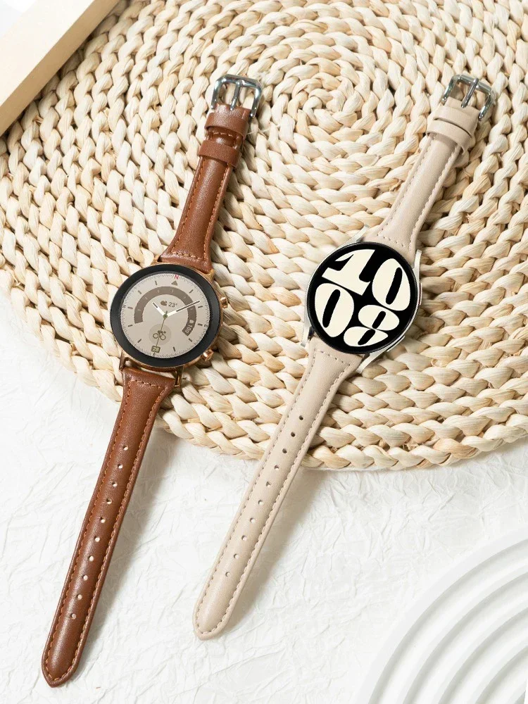Slim Leather Watch Strap, 20mm/22mm, Versatile Sport Bracelet