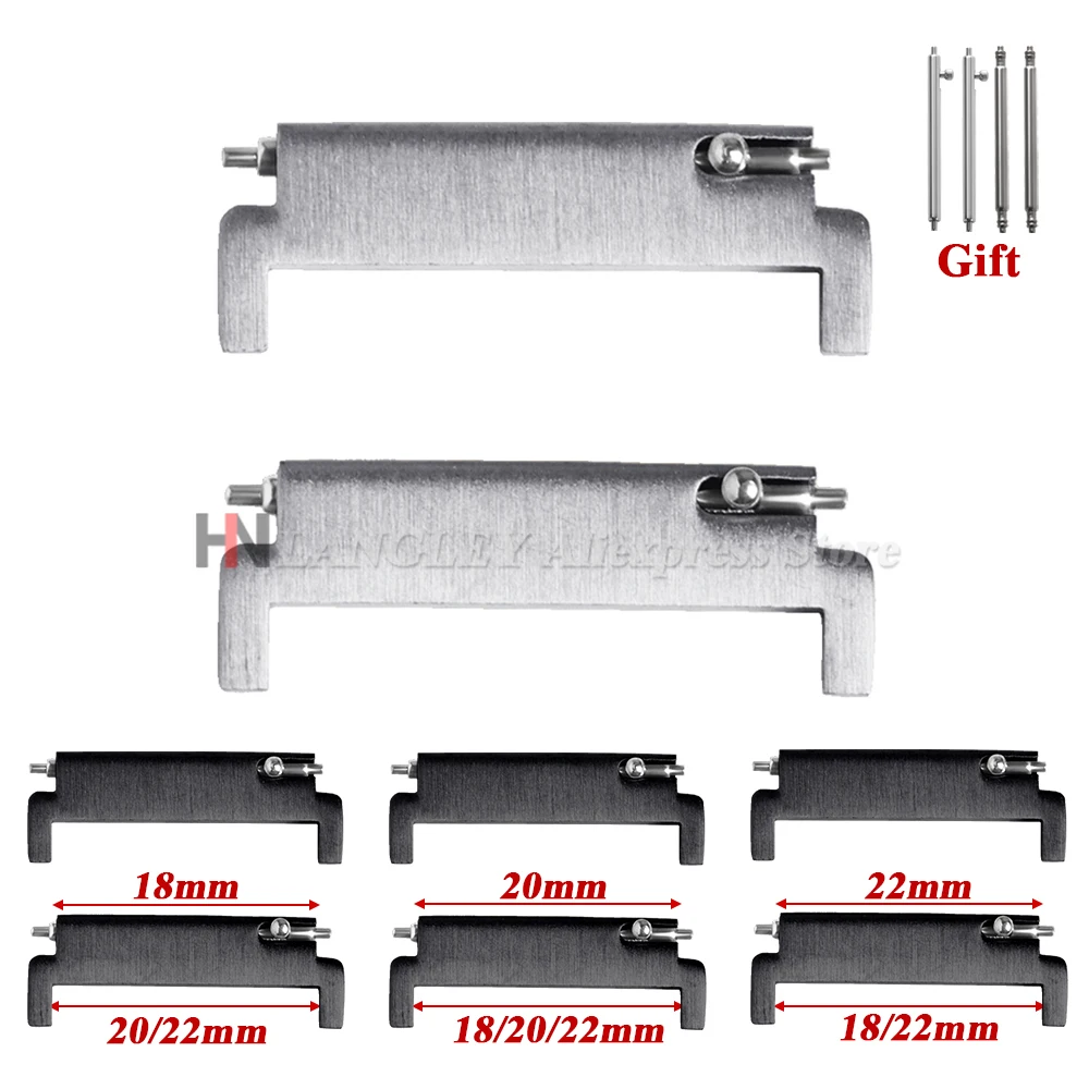 1 paire d'adaptateur de bracelet de montre 18mm à 20mm 22mm,20mm à 18/20/22mm,22mm à 22mm, connecteurs de broches à dégagement rapide, accessoires de bracelet de montre