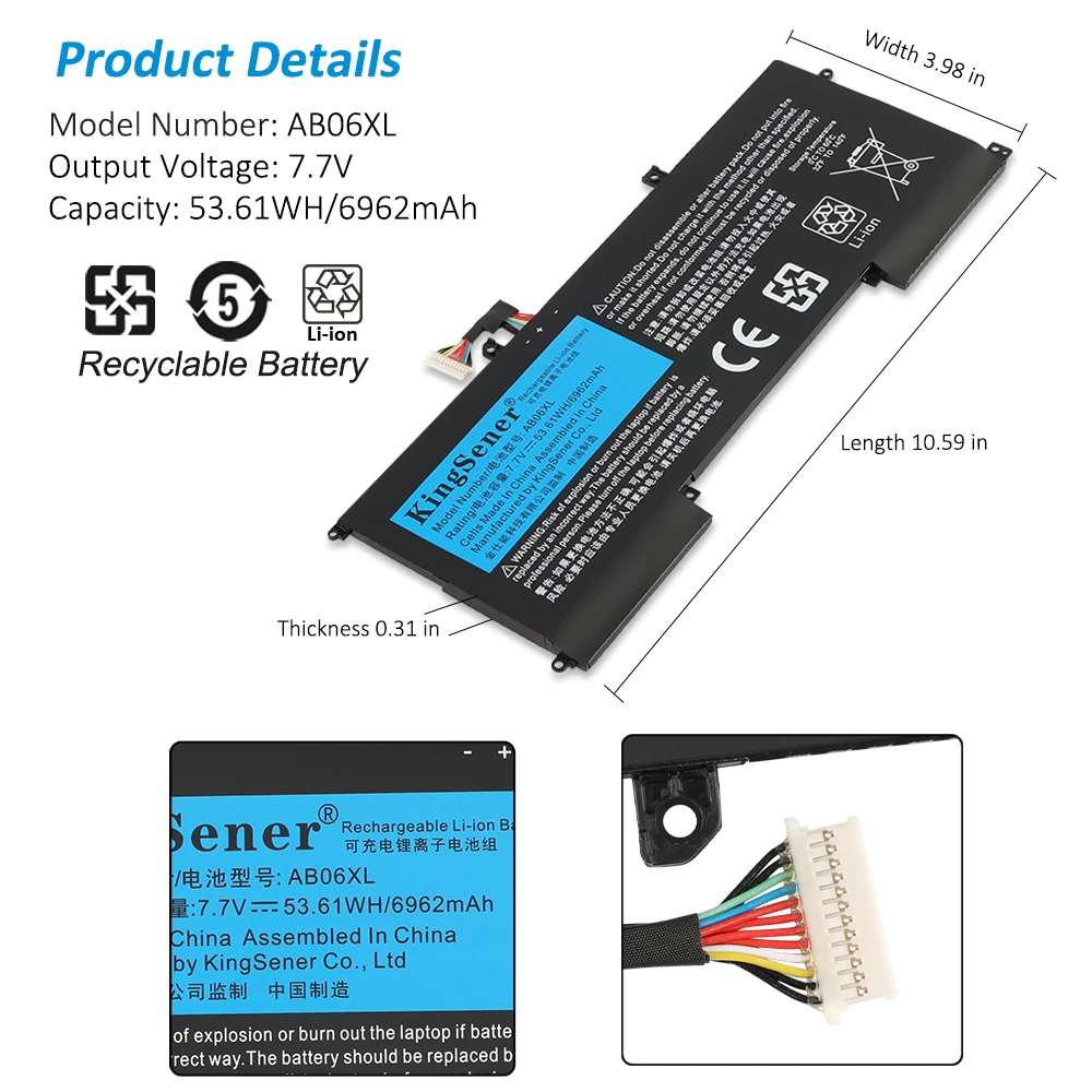Bateria Kingsener Ab06xl para hp Envy 13-ad019tu 13-ad020tu 13-ad106tu 13-ad108tu Tpn-i128 Hstnn-db8c 9214082c1 921438855 - Imagem 5