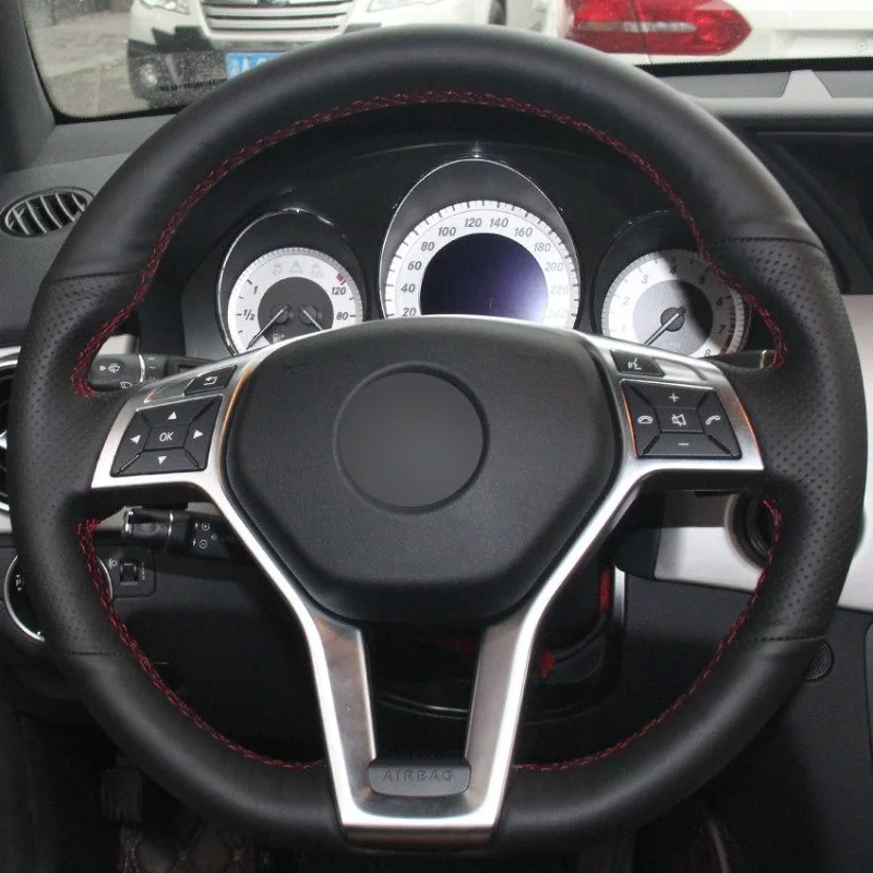

Black Synthetic Leather Car Steering Wheel Cover for Mercedes-Benz A-Class 2013-2015 CLA-Class 2013 2014 C-Class 2013 2014