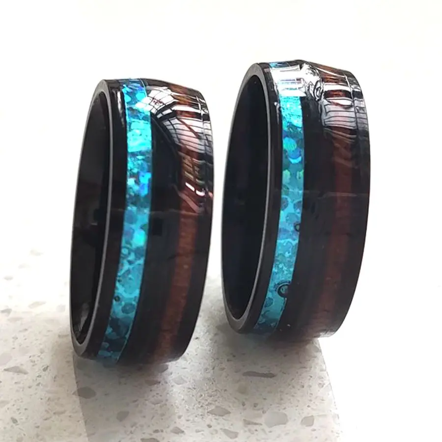 36Pcs/lot Wholesale Shell & Wood Inlay Stainless Steel Men Women Ring Fashion Jewelry Bulk Lots 6