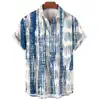 Summer Fashion Irregular Striped Printed Tops Men's Short Sleeve Shirts Casual Business Shirts Daily Street Tops Oversized S-5XL 1