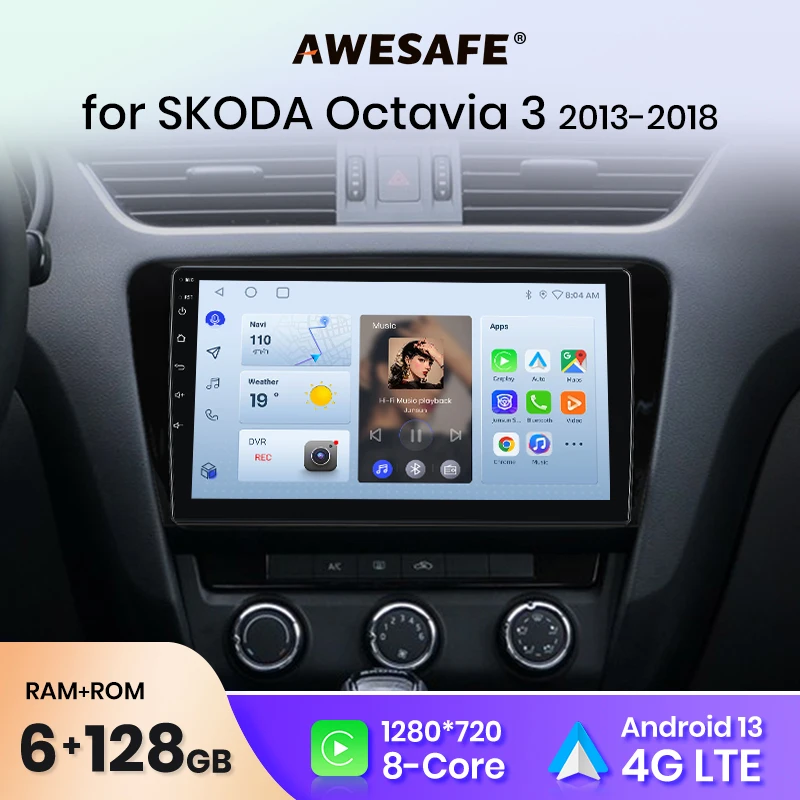 AWESAFE PX9 Plus Car Radio For Skoda Octavia wireless CarPlay Android Auto No 2 din 2din DVD