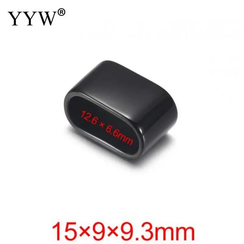 10pc Stainless Steel Plating Spacer Beads Mirror Polish Black Large Hole Bead Slider For Diy Bracelet Jewelry Making Accessories