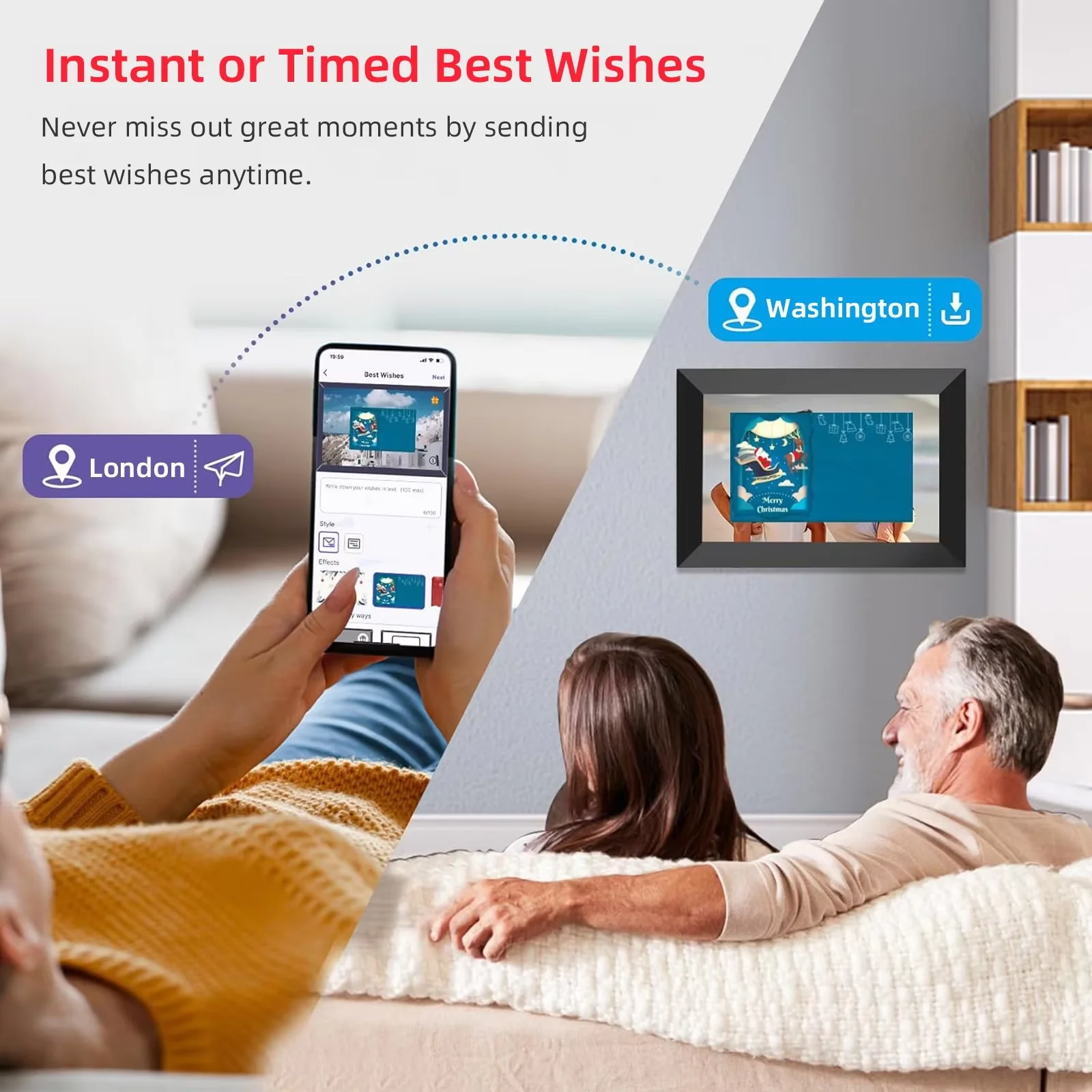 10.1” WiFi Digital Photo Frame, IPS Touch Screen, 32GB Storage, Gravity Sensor Support, Photo/Video Sharing via Secure Free Apps view 5