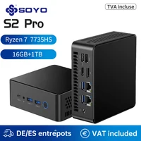 SOYO S2 Pro MINIPC Ryzen 7 7735HS Mini PC Dual Channel DDR5 16GB RAM 1TB ROM NVME SSD Windows11Pro Portable Gaming Computer Host