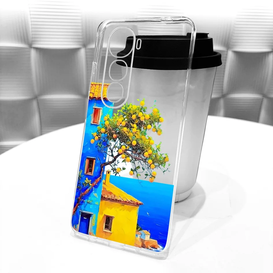 Transparent Silicone Slim Phone Case with Fashionable Floral Design