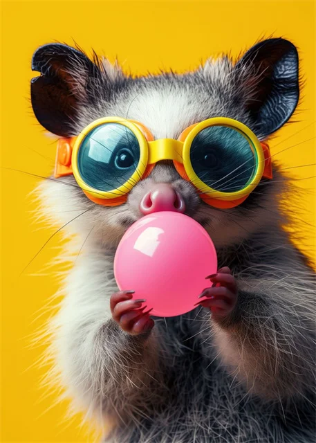 Vibrant Pink Bubblegum Animal Canvas Print - Cute Cartoon Wall Art