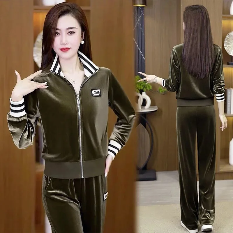 الراقية الذهب المخملية مجموعة ملابس رياضية المرأة...