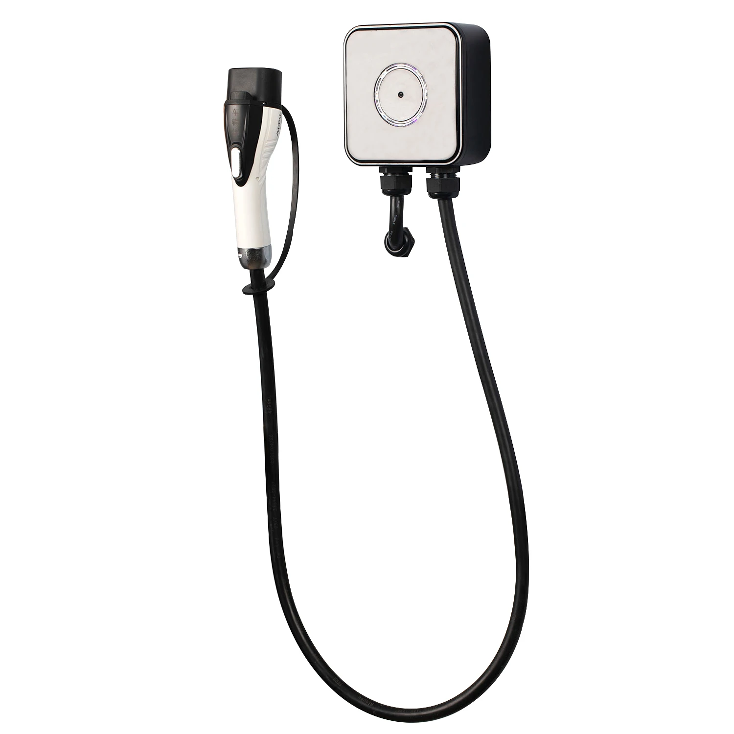 CE IEC62196 Type2 플러그 IP54 240V 32A 7kW 벽걸이 형 충전 스테이션, 충전 케이블이 있는 EV 충전기 월 박스