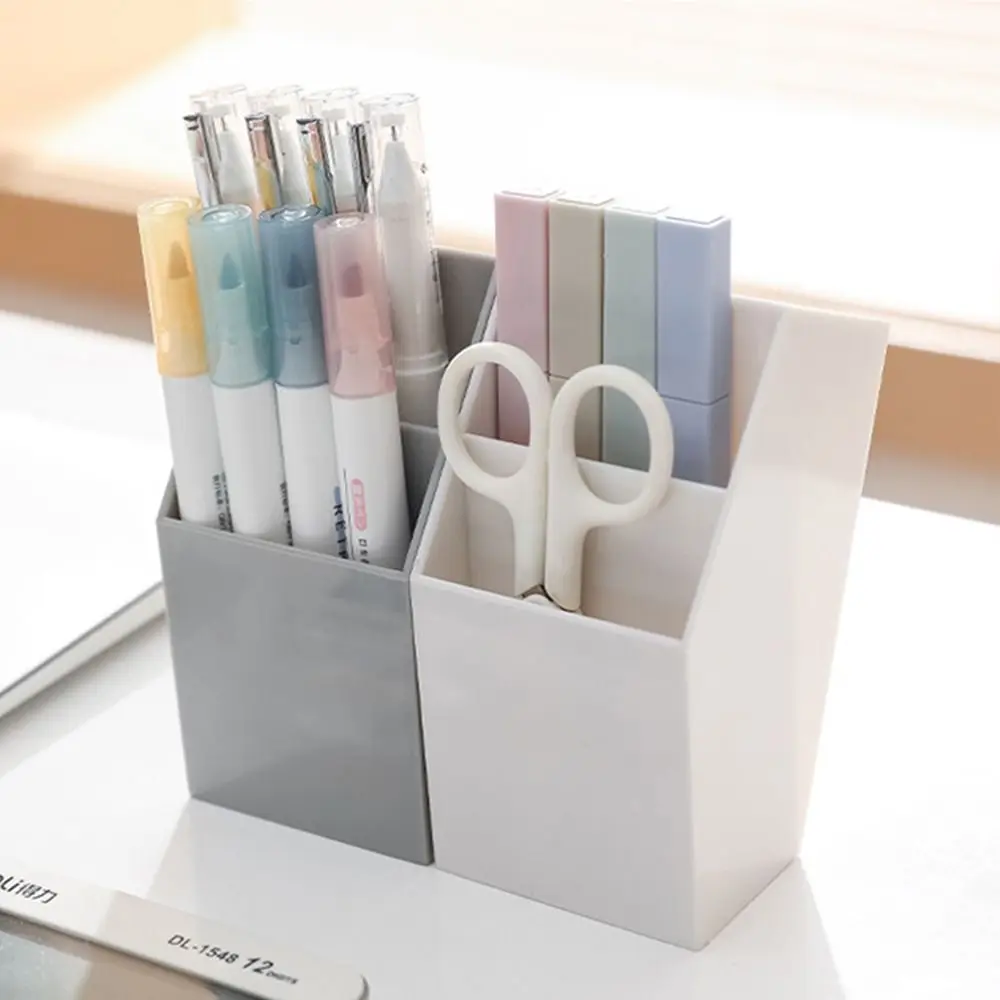 

Multifunctional Desktop Pen Holder Korean Large-capacity Makeup Brush Storage Box Double Layer Plastic Desktop Organizer