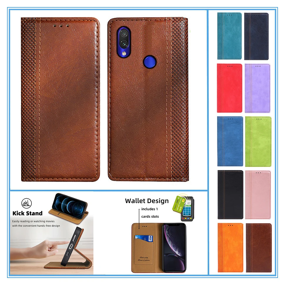 Leather Wallet Phone Case with Card Slots and Flip Cover