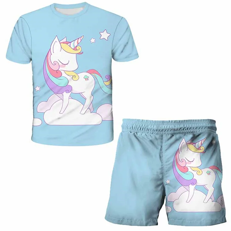 

Summer Baby Boys Girls Unicorn T Shirts + Shorts Set Clothes Kids Lovely Cartoon 2pcs Children Girls Cute Unicorn Clothing Sets