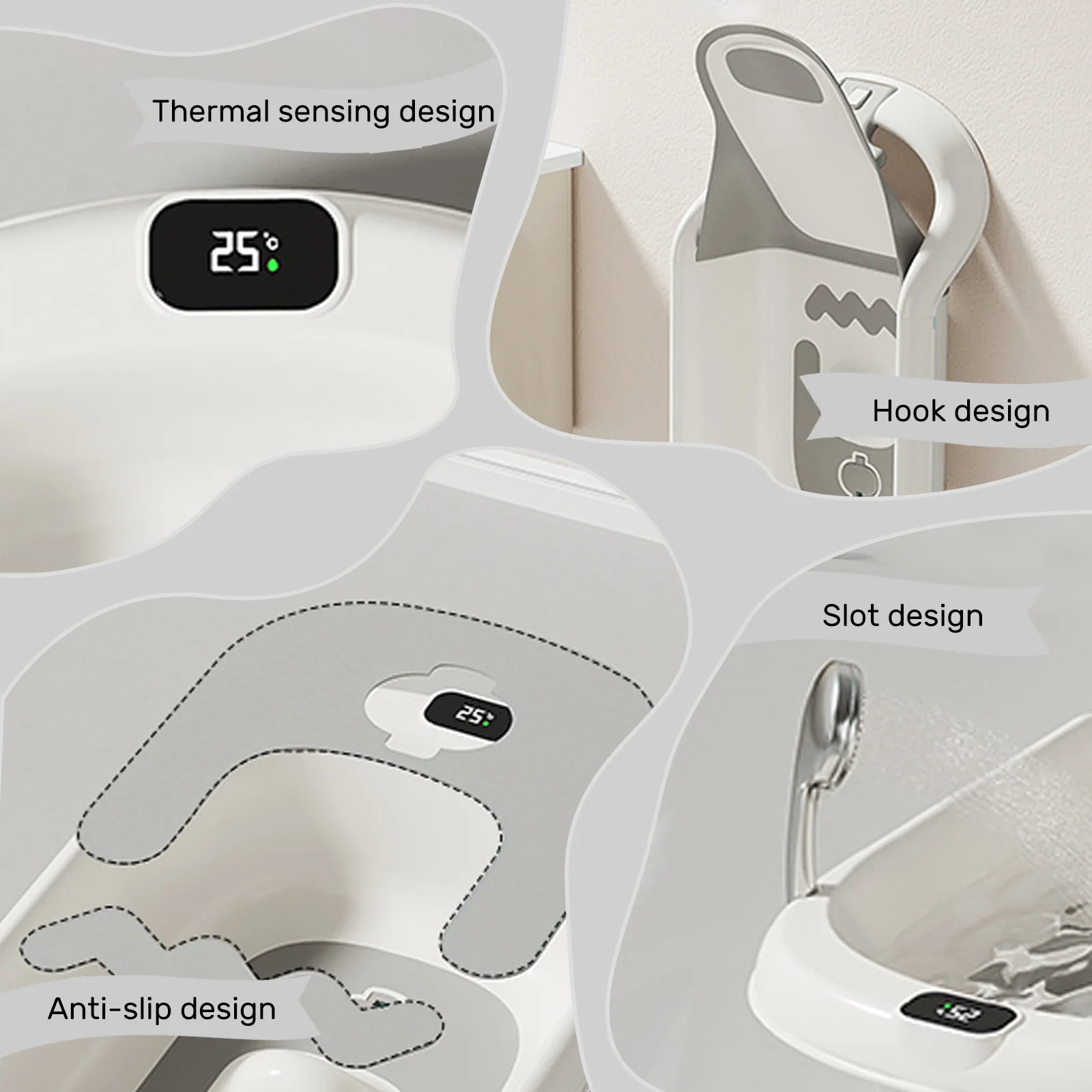 4-Stage Grow-with-Me Baby Bathtub with 25-Angle Spinal Protection Adjustment