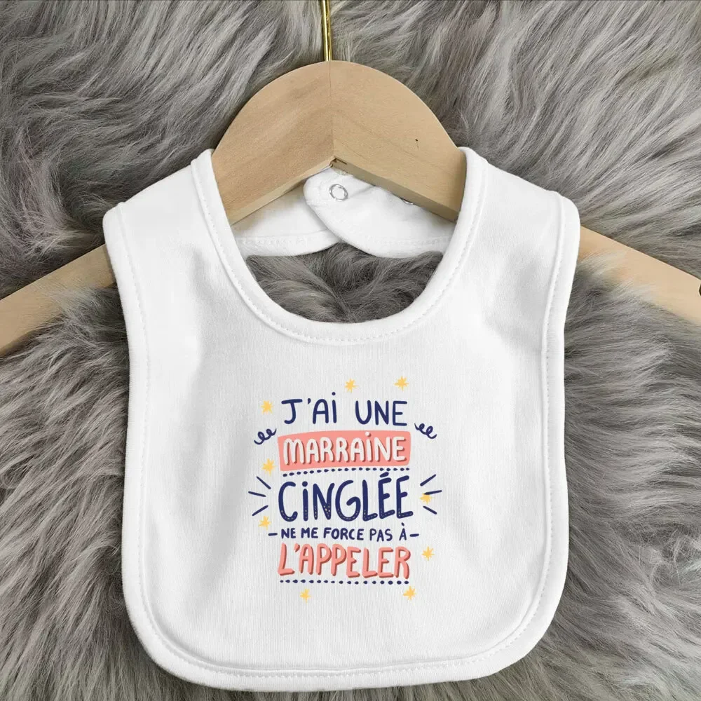 Description Picture 5 of itemI Have A Crazy Godmother France Cute Baby Outfit Bibs Boys Girls Cotton Bib Print Saliva Towel Infant Outfits Bib Best Gift