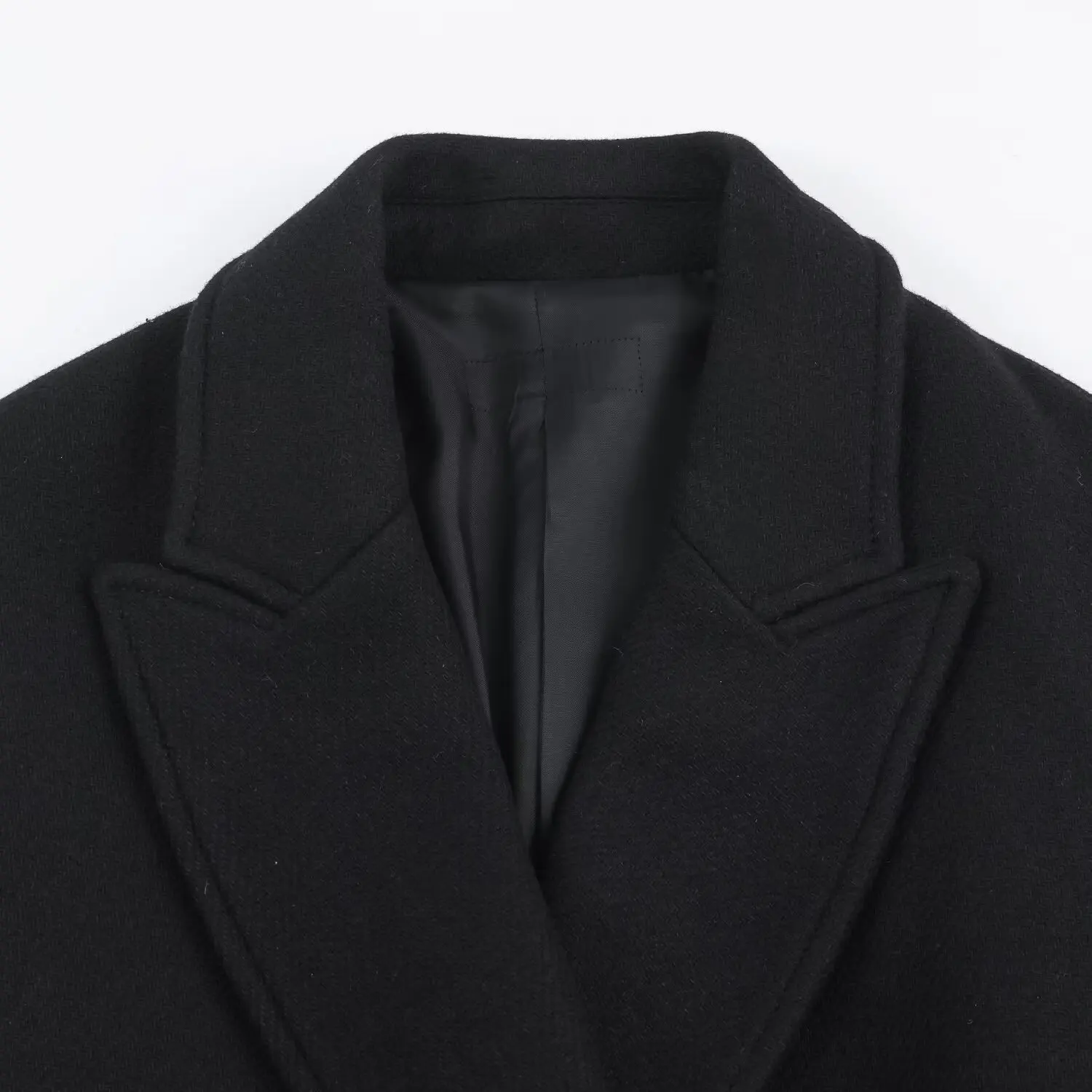 Women's Solid Double-Breasted Wool Coat Autumn Winter Lady Temperament Commuter Long Coat Mid-Length High Street Casual Overcoat