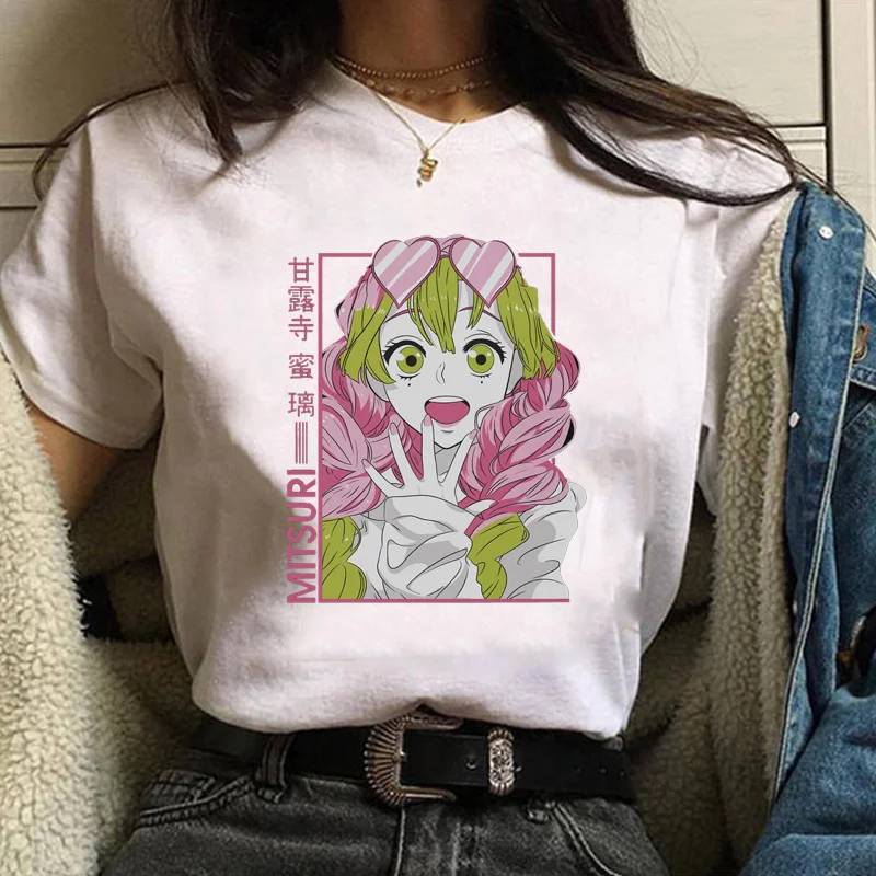 

New anime Kanroji Mitsuri graphic print T-shirt women's summer breathable cute anime Harajuku T-shirt tops