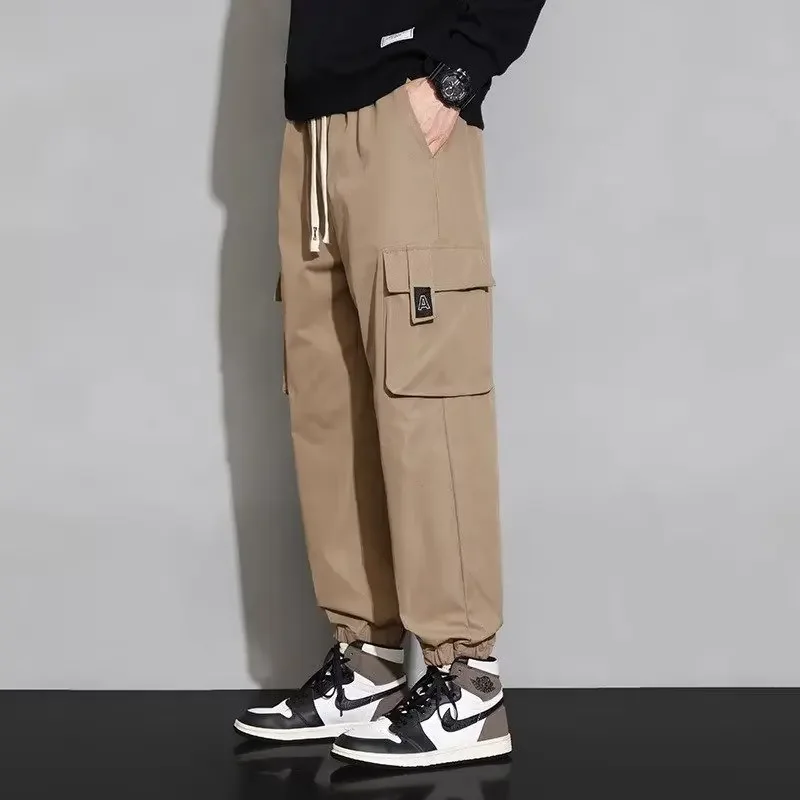 

n multi-pocket functional overalls men's fashion baggy straight leg slacks