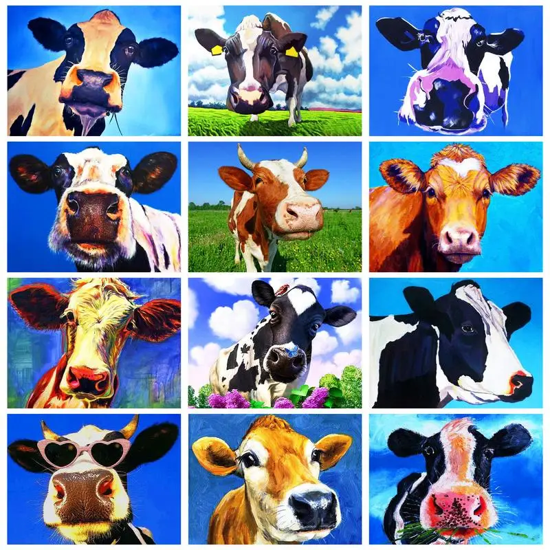 CHENISTORY 40x50cm Painting By Numbers For Handiwork Markers By Numbers Cows Number Painting Painting Decor Artwork