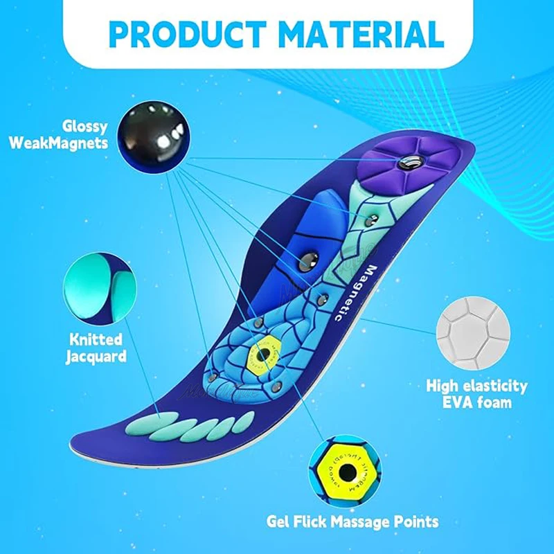 Medical Magnetic Therapy Sports Insole Foot Massage Weight Loss Acupressure Insole Improve Blood Circulation Anti-fatigue Insole