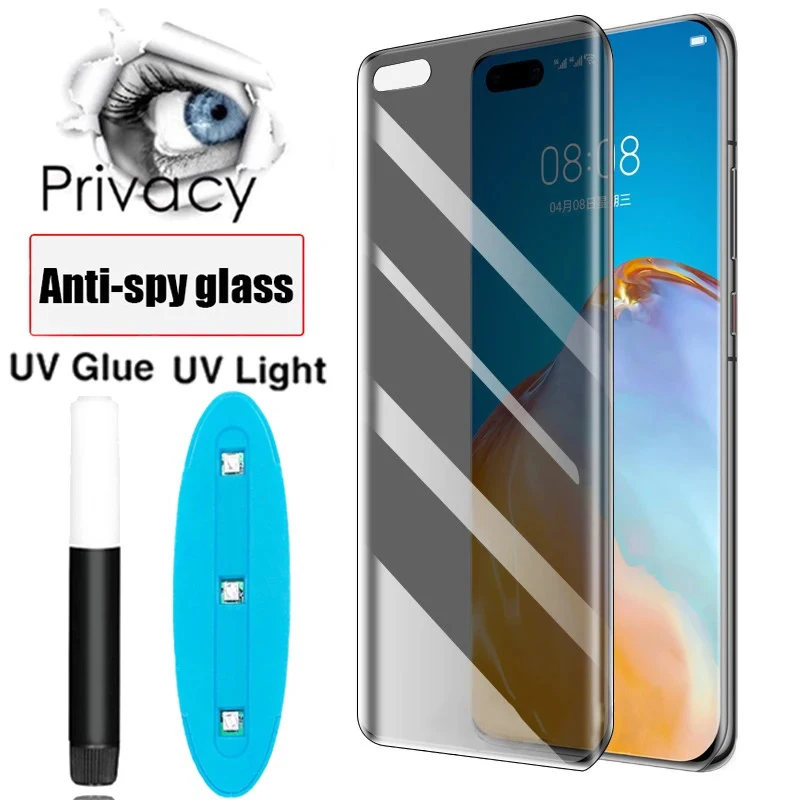 

UV Privacy Tempered Glass For Huawei P30 P60 Pro P50 P40 Mate 60 50 20 30 40 Anti Spy Film Nova 12 11 10 8 9 7 Screen Protector