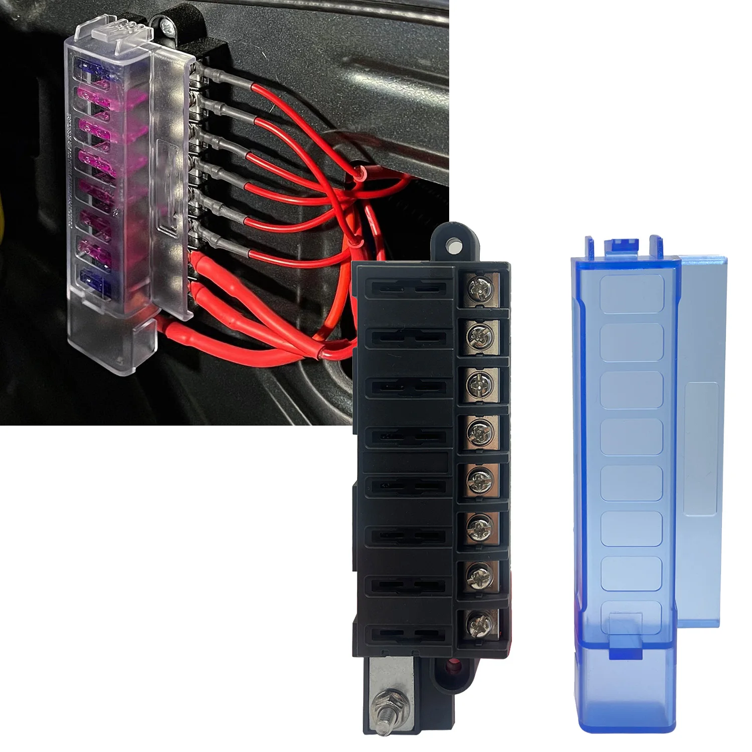 Circuit Fuse Block 4/6/8 Ways #5045 ST Blade Fuse Box With Cover For Car Boat Marine