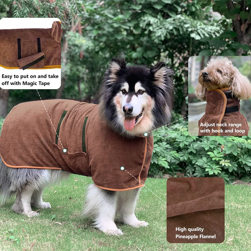 Dog Bathrobe Towel Super Absorbent: Stay Dry with an Adjustable Drying Coat