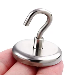Heavy Duty Black Magnetic Hooks with Epoxy Coating - D32mm - 35KG (Silver  1pcs)