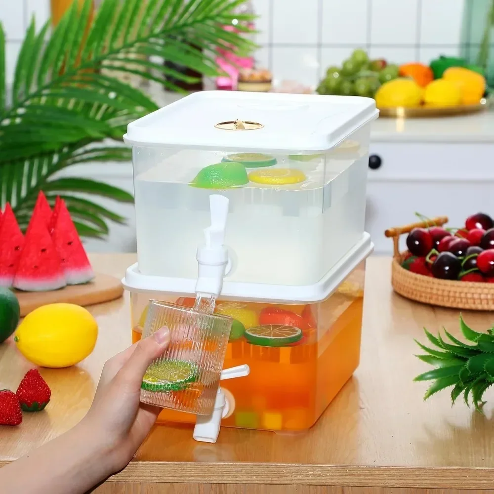Sızdırmaz Musluklu Buzdolabı Su Isıtıcısı, Plastik Sürahi Bar Partisi Soğuk İçecek Kabı_voghion.com