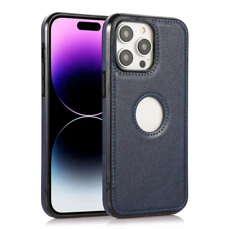 Premium Business Leather Phone Case - Slim & Stylish with Logo Cutout