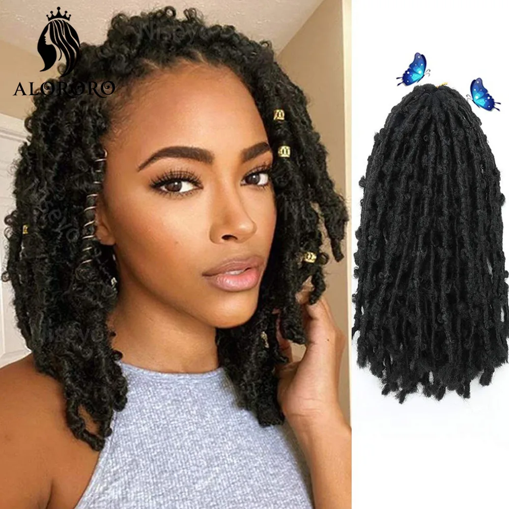

ALORORO Synthetic 18 14 24 Inch Butterfly Locs Crochet Hair Butterfly Messy Distressed Long Soft Locs Crochet Hair Extension