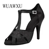 NATASHA Latin Dance Shoes Competition Penstock and Sexy Performance Party Dance Shoes Dark Tone Black Satin Soft Sole Dance Shoe 1