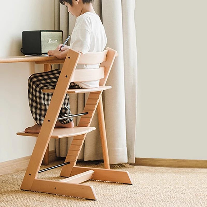 Growing Chair Designer Wooden Luxury Furniture Height Adjustable Child Room Safety Seats Kids Silla Infantil Study Girl JGY