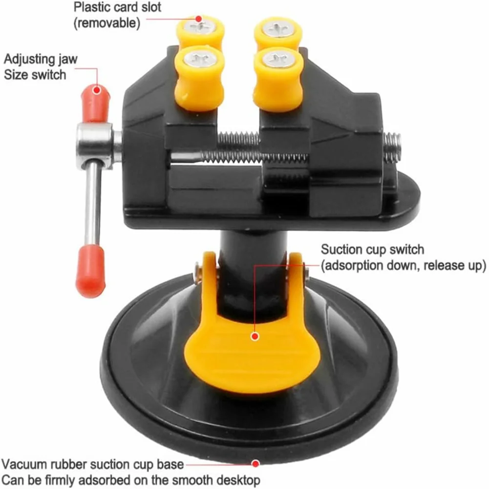 Universal Mini Drill Press Vise Suction Cup Carving Vise 360 Degrees Rotatable Adjustable Table Bench Vice for Jewelry Watch