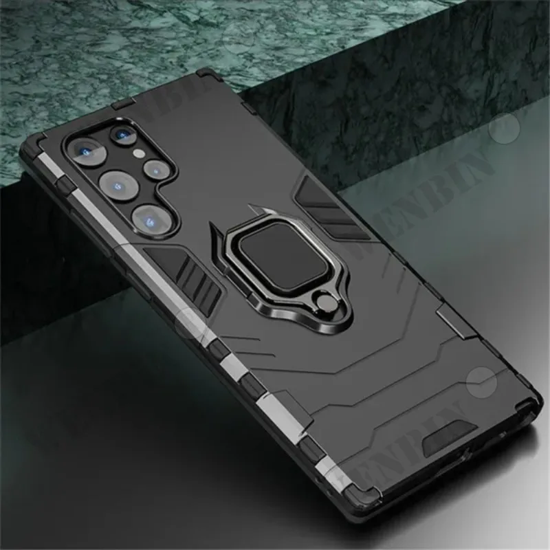 Magnetic Ring Stand Silicone Shockproof Phone Case with Car Mount Compatibility