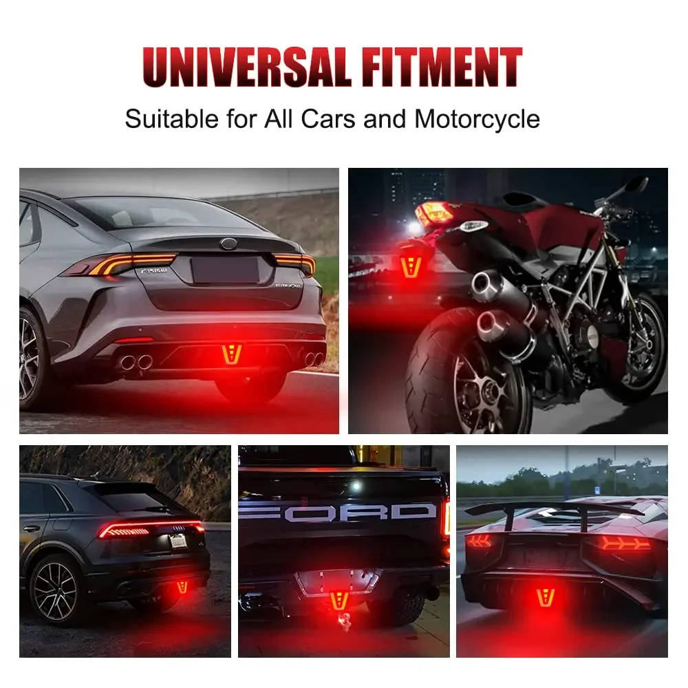 Feux de freinage à LED pour voiture, style sportif F1, feux arrière, flash iode, barrage, feux de signalisation de sécurité d'arrêt, auto SUV, moto, 12V