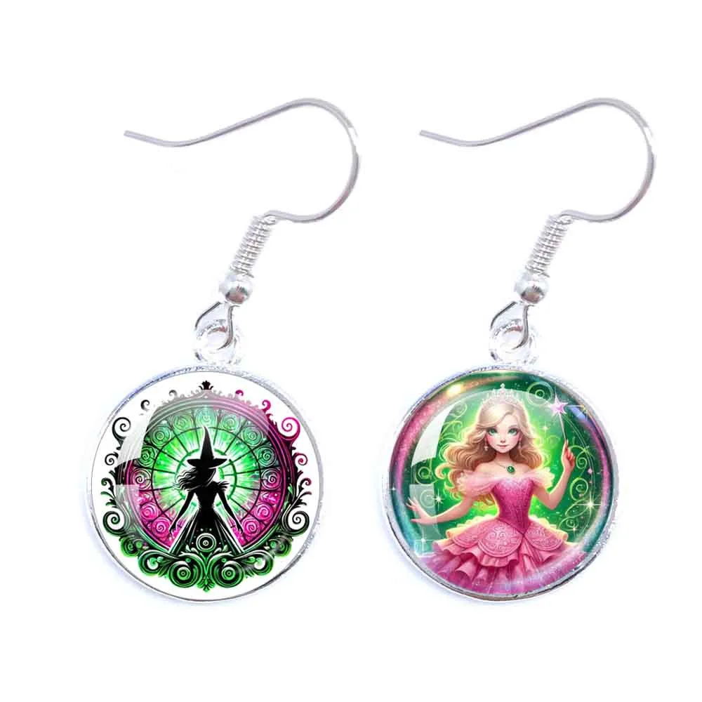 Classic Musical Movie Magic Wicked Witch Glass Glass Cabochon Earrings Drop Earring For Women Girls Cosplay Jewelry Accessories 3