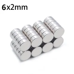 100 - Piece Set of Strong Round Magnets for Fridge, DIY, Building, Craft, and Education (6x2mm - 100pcs)