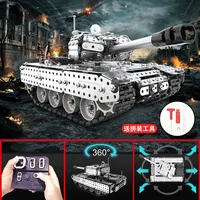 950+pcs Metal Military Remote Control Main Battle Tank Soldier Police Building Block WWII Army Children DIY Toy Gift 2