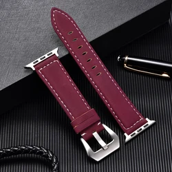 Premium Leather Strap for Apple Watch - High Quality Men's Band (Red)