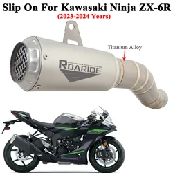 Slip On For Kawasaki Ninja ZX6R ZX-6R 636 2023 2024 Motorcycle Exhaust Titanium Alloy Escape Systems Link Pipe Muffler With Mesh