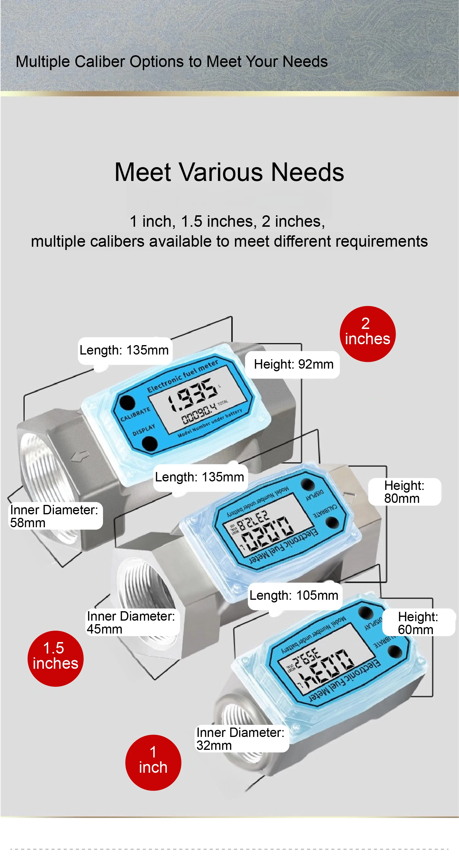 Electronic Turbine Fuel Flow Meter G3/4 G1 G1.5 G2 Inch Diesel Petrol Water Digi