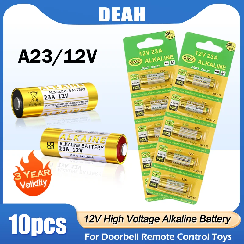 Alkaline Battery 10PCS 12V A23 Alkaline Battery for Doorbell Alarm Toy Remote