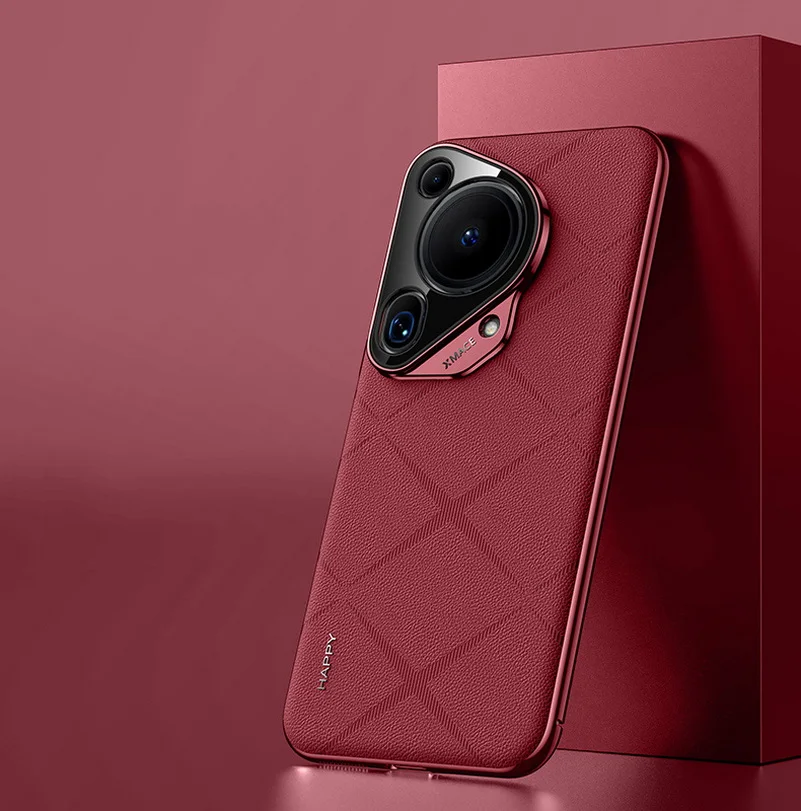 Luxury Leather Case with Camera Lens Protection - Hard Slim Textured Cover